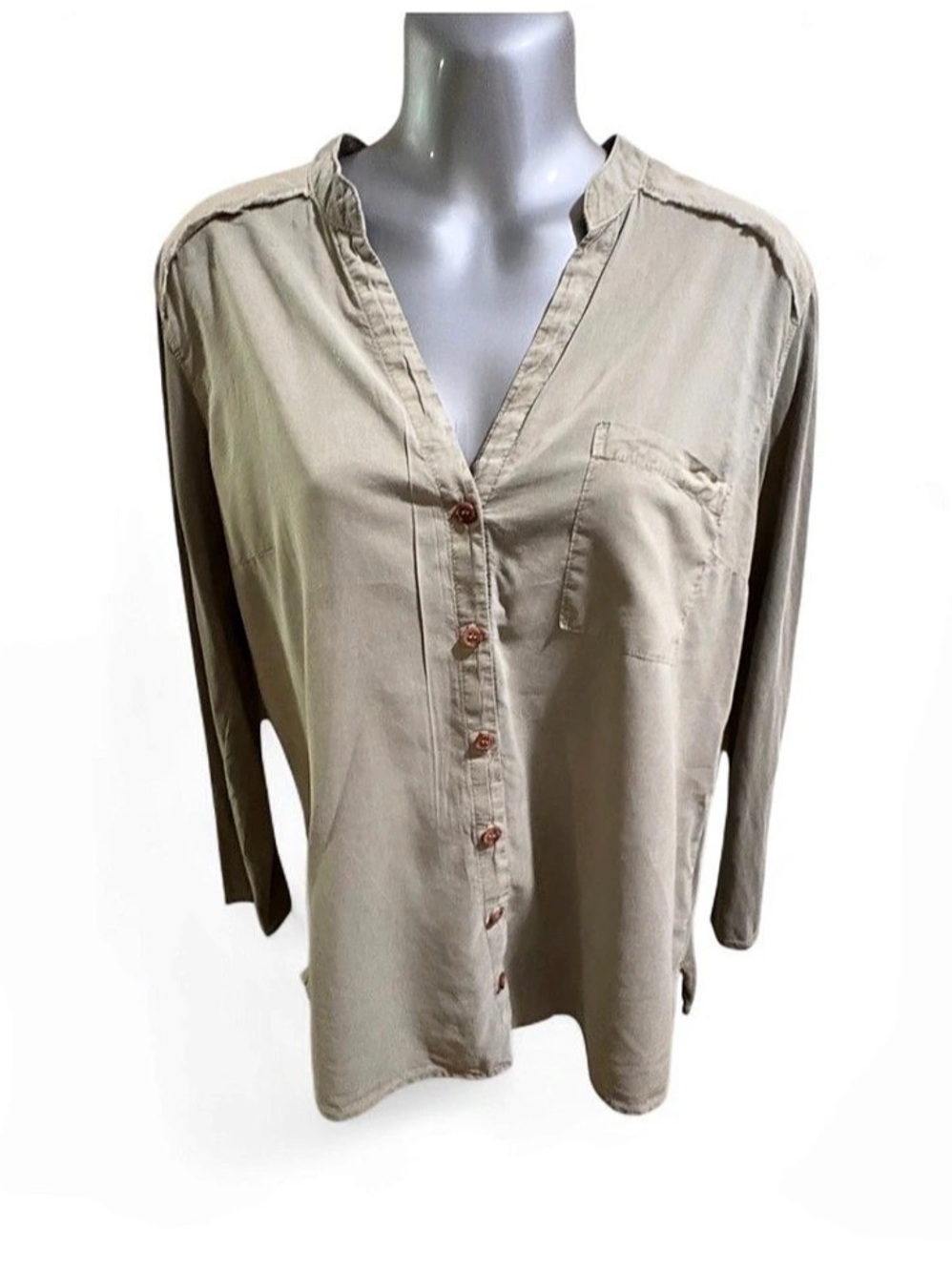 $96 Splendid Women's Long-Sleeve Button-Up Utility Blouse S